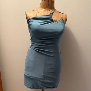 Speechless Teal One-Shoulder Dress